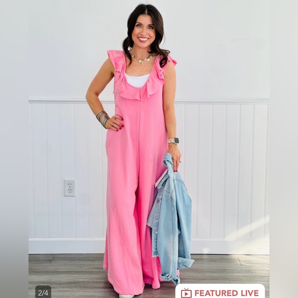 Pink Ruffle Jumpsuit - Picture 3 of 3